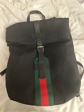Authentic Techno Web Unisex Backpack with Green and Red Stripe